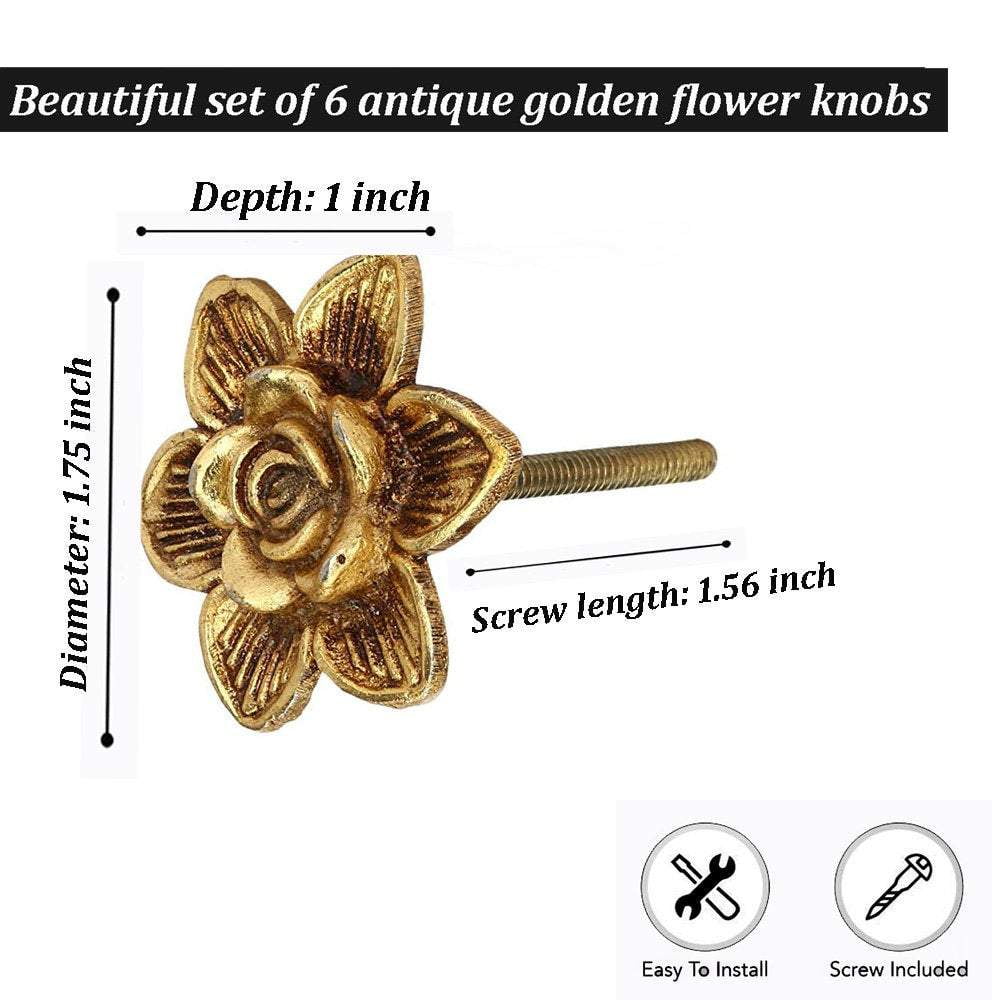 green emerald velvet dress Gold Flower Drawer Knobs Creative Petal Kitchen Cabinet Knobs Dresser Knobs  Furniture Cupboard Drawer Pulls Handles for Wardrobe Door Pulls 4Pcs (Flower,  4Pcs) main image 0