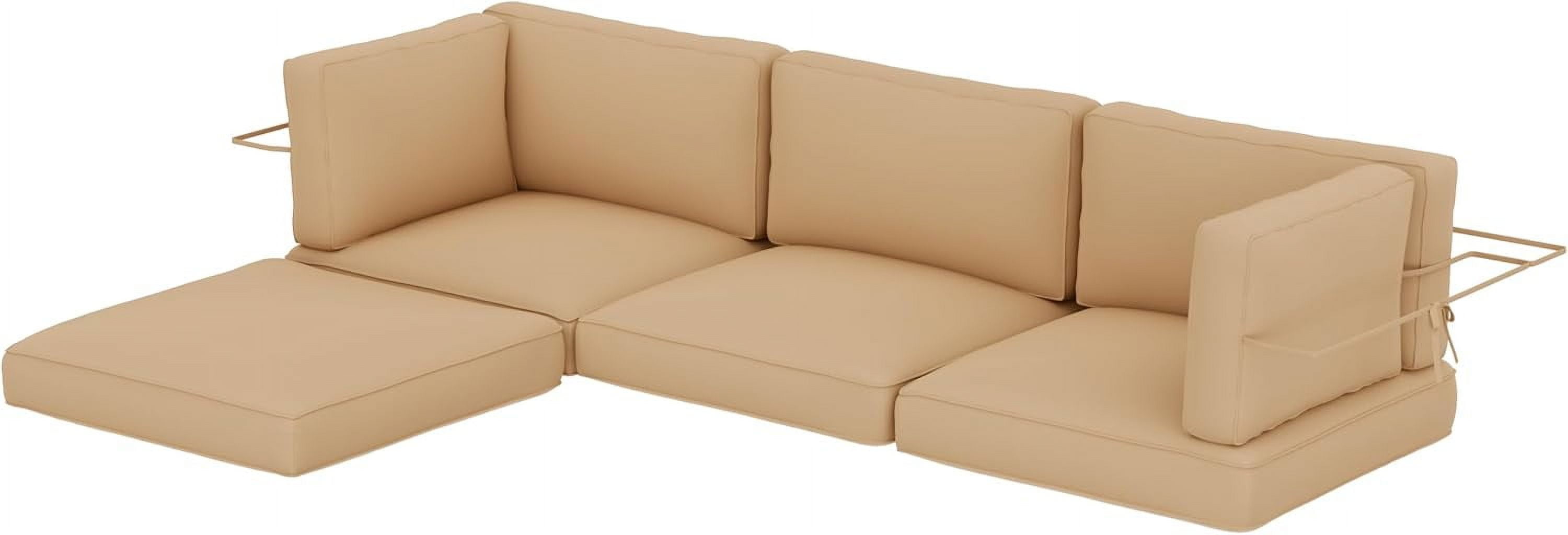 SUNCROWN 9 Piece Patio Furniture Cushions, Replacement Outdoor Cushions for 4-Seat Patio Couch, Cushions for Outdoor Sectional Sofa, Brown