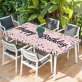 thumbnail image 2 of Happy Birthday Table Cloths for 4 Foot Rectangle Tables, Pink Modern Abstract Art Patio Waterproof Elastic Fitted Tablecloths, Washable Rectangular Table Cover for Camping, 2 of 8