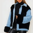 thumbnail image 2 of CEHVOM Mode Femmes Cardigan Décontracté en Peluche Patchwork Veste Manteau Liquidation, 2 of 5
