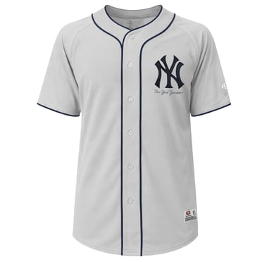 MLB New York Yankees Men's Gray Full Button Jersey