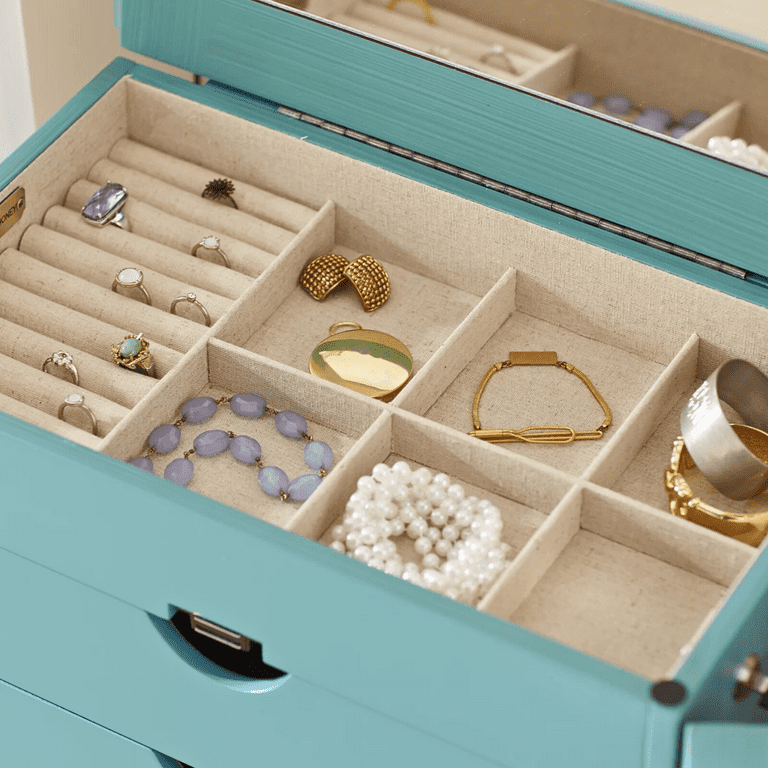Blue jewelry armoire deals
