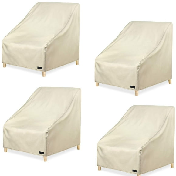NettyPro Housses de Chaise de Patio pour Meubles d'Extérieur 4 Pack, Housse de Meubles de Jardin Imperméable Robuste Siège Profond Housses de Chaise de Salle à Manger, 30W x 33D x 34H Pouces, Beige