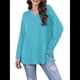 thumbnail image 3 of Blusas de Mujer de Larga con Cuello en V, Túnicas Casuales, Camisas Básicas, Blusas Holgadas Azul M, 3 of 7