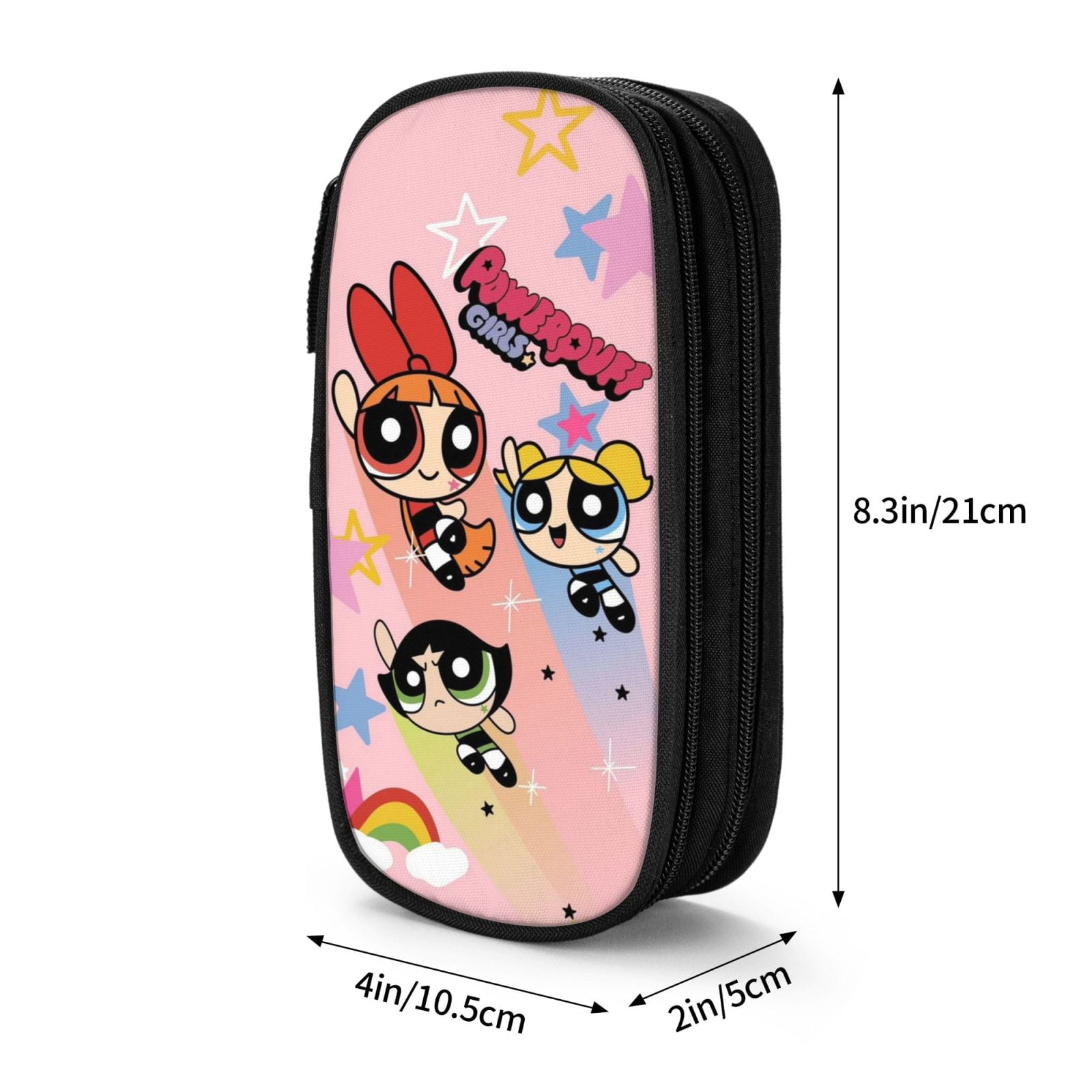 The Powerpuff Gi-rls Pencil Case Large Capacity Pencil Pouch Penbag Office Stationery Organizer Travel Makeup Bag Black