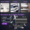 thumbnail image 3 of Secador de Pelo, 1800W Secadora de Cabello I&oacute;nico, Baja Potencia con Boquillas y Difusor para Rizos, Secadora de Pelo Portatil con Mango Plegable, 3 Temperaturas, 2 Velocidades (Negro), 3 of 8
