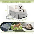 thumbnail image 5 of Center Console Dog Car Seat, Detachable Washable Dog Booster Seat, Adjustable Safety Belts and Built-in Leash Pet Carseat, Portable Puppy Travel Carrier with Cushion for Small Dogs Cats(Gray), 5 of 16