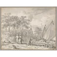 thumbnail image 3 of Allaert van Everdingen 18x15 Black Modern Framed Museum Art Print Titled - Landscape with Elegant Figures by a River, with Boats to the Right and a Town Behind Trees Beyond, 3 of 5