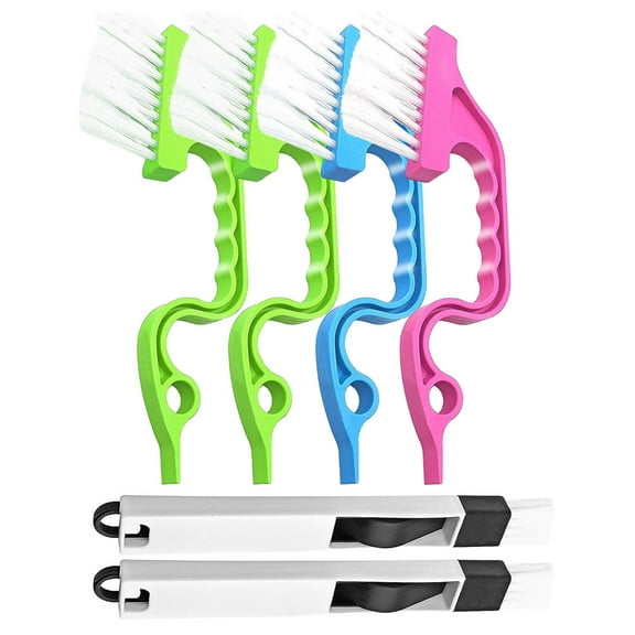 unbranded 6 Pcs High Window Cleaning Kit with Pole Crevice Brush Dust Removal