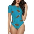 thumbnail image 1 of Fotbe Sea Turtle Body de Mujer con Cuello Redondo y Mangas Cortas, Sin Mangas Ajustado, Suave, Cómodo y Básico-Small, 1 of 7