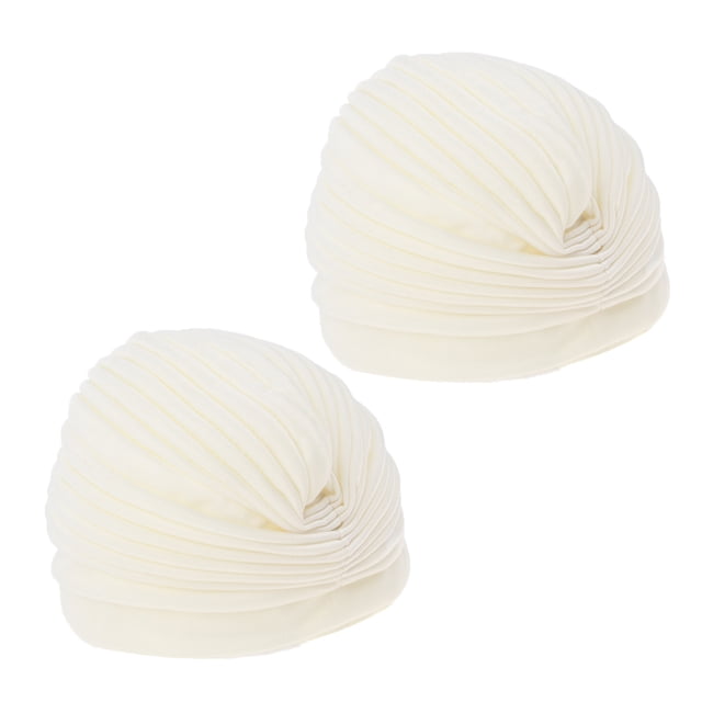 Turbante elástico para mujer, gorro liso para el cáncer, hiyab envolvente Blanco