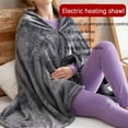 thumbnail image 3 of Electric Heating Blanket Shawl USB Heated Winter Warm Flannel Grey Heated N9O3, 3 of 9