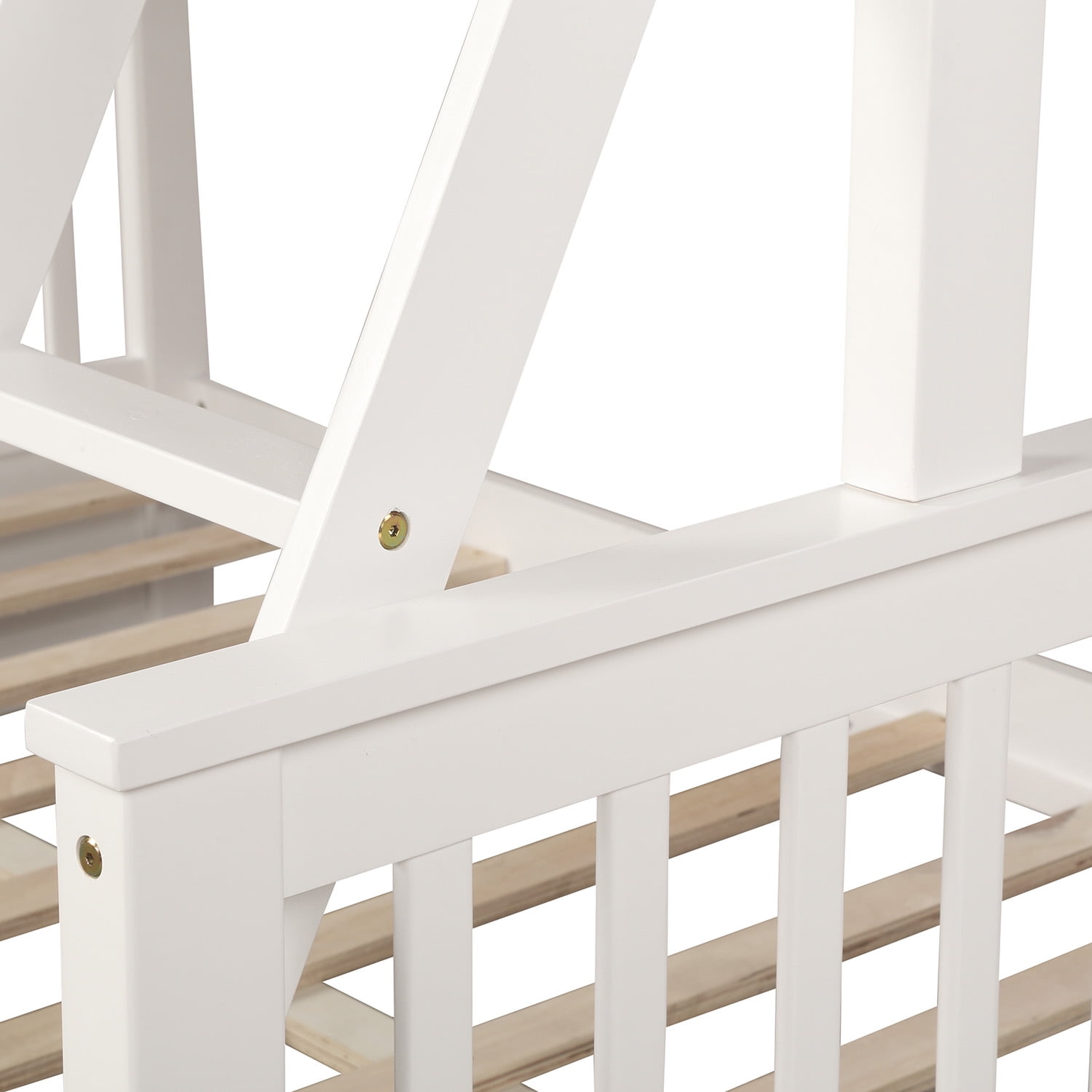 Kepooman Twin-Over-Full Wood Bunk Bed with 2 Storage Drawers & Ladder for Bedroom, 79.53"L x 58.27"W x 66.54"H, White Kepooman Twin-Over-Full Wood Bunk Bed with 2 Storage Drawers & Ladder for Bedroom, 79.53"L x 58.27"W x 66.54"H, White