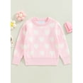 thumbnail image 2 of Bagilaanoe Toddler Baby Girl Knitted Sweater Long Sleeve Heart Print Pullover 18M 24M 3T 4T 5T 6T Kids Warm Jumpers Tops Fall Loose Knitwear, 2 of 8