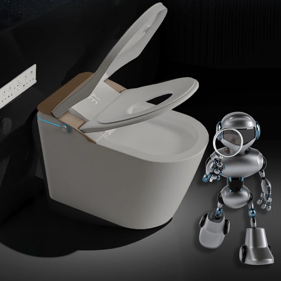 Smart Toilet with Auto Flush, Heated Seat, Bidet Wash, Foot Sensor, Warm Water & Dryer