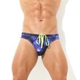 thumbnail image 3 of WEAIXIMIUNG Mens Swimwear Bikini Male Seaside Beach Sports Multicolored Triangle Drawstring Swim Trunks, 3 of 4