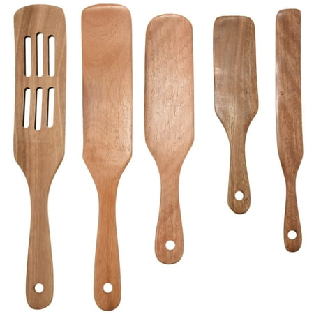 

5Pcs Wooden Spatula Set Wood Spoons for Cooking Spurtles Wood Kitchen Natural Teak Utensils Tools