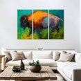 thumbnail image 3 of Elephant Stock On The Run Bison Wall Art - Horizontal Multi Panel Canvas - Living Room Wall Decor - Animal Multi Panel - Turquoise And Teal Decor By Marion Rose - 74" x 48", 3 of 8