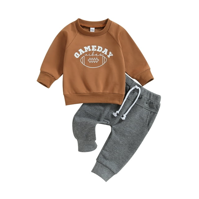 xiaxaixu Ensembles de Pantalons 2 Pcs pour Garçons Tout-Petits Sweat à Manches Longues Imprimé Rugby et Pantalons à Cordon