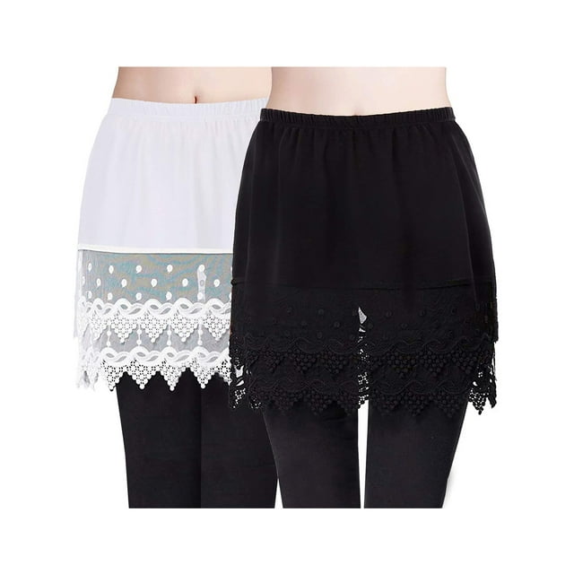 2pcs Women's Lace Extender Mini Lace Underskirts Skirts Half Slips
