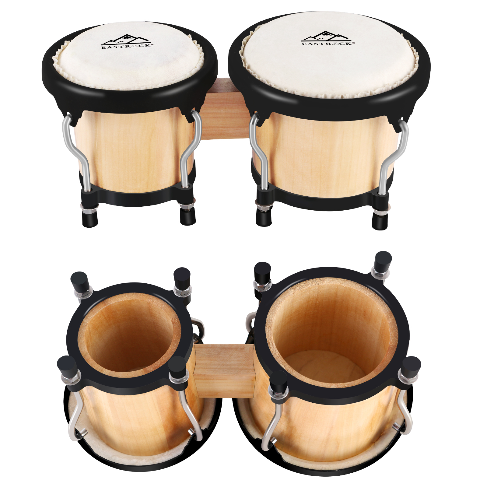 EastRock Bongo Drum Set 4 & 5 Inch Natural Wood photo 3