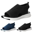 thumbnail image 5 of kamemir Wedges for Women Open Toe Buckle Ankle Strap Espadrilles Flatform Wedge Casual Sandal(Blue,7.5), 5 of 6