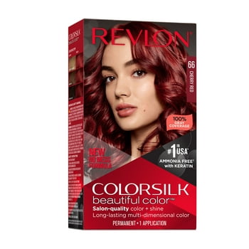 Revlon Colorsilk Beautiful Color Permanent Hair Color, Long-Lasting High-Definition Color, Shine & Silky Softness with 100% Gray Coverage, Ammonia Free, 066 Cherry Red, 1 Pack