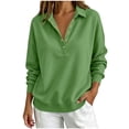 thumbnail image 3 of Half Button Collared Sweatshirt for Women, Long Sleeve Sweatshirts for Women Half Snap Button V Neck Lapel Collared Oversized Tshirts Pullover Top Sweatshirt for Women for Fall Winter Daily Commute, 3 of 7
