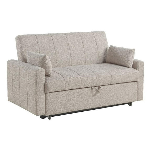 Portland Boucle Upholstered Sleeper Sofa Bed Latte