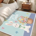 thumbnail image 4 of Area Rugs 2.7'x5', Happy Easter Carpet for Living Room Bedroom Dining Room, Cute Bunny Colorful Eggs Spring Flowers Blue Purple Throw Kitchen Rugs Non Slip Washable Rectangle Indoor Outdoor Rugs, 4 of 8