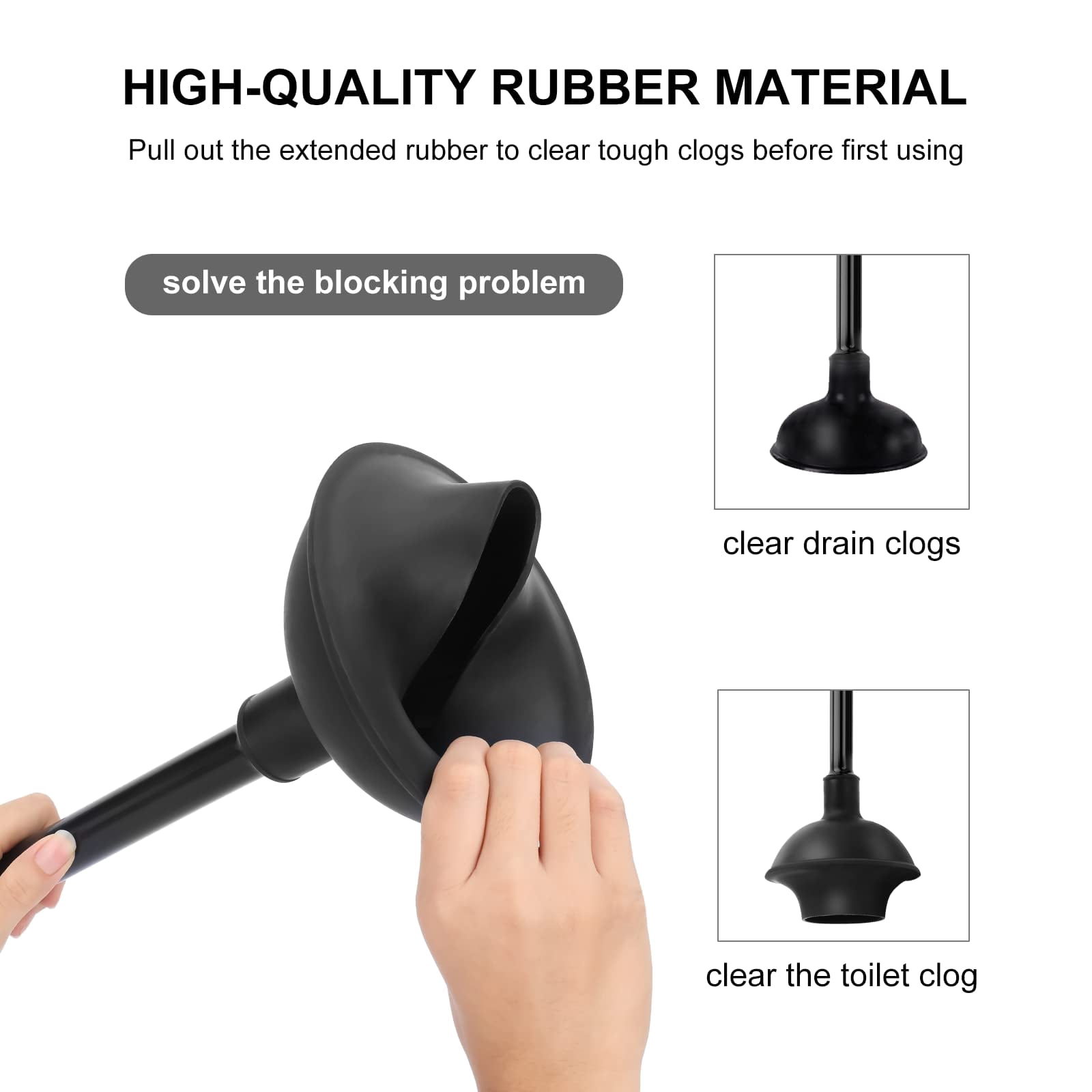 Toilet Brush and Plunger Combo, Durable Bathroom Cleaning Kit with 360° Brush Head and Professional Plunger, Concealed Holder for Home Commercial Use, Black