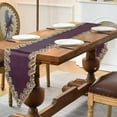 thumbnail image 3 of Gold Lace Plum Table Runner - Dresser Scarf European Embroidery - Perfect for Fall Autumn Thanksgiving Kitchen Dining Room Home Decor Wedding Receptions - 14 x 108 inches - The Anyce Collection, 3 of 7