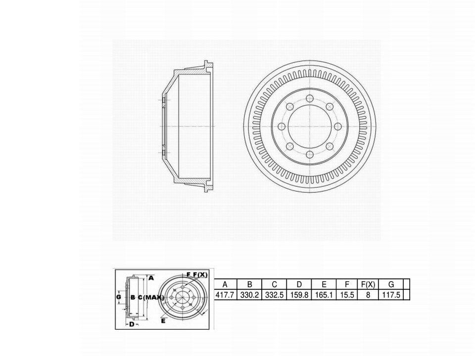 Winstop Brake Drum, Rear WS237280, Chevrolet K2500 Suburban 1999-1992