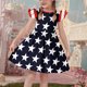 thumbnail image 5 of Odeerbi Niñas Día de La Independencia Vestido de Línea A Verano Patriótico Estrella Raya Ruffle Gorra Manga Vestido Casual, 5 of 6