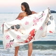 thumbnail image 6 of Coolnut Beautiful Ukiyoe Floral Fish Beach Towel Fast Drying Camping Towels Sand Free Beach Blanket Soft Absorbent Travel Sport Towel for Gym Bath Shower Swimming 30" x 60" Washcloth Gift, 6 of 7