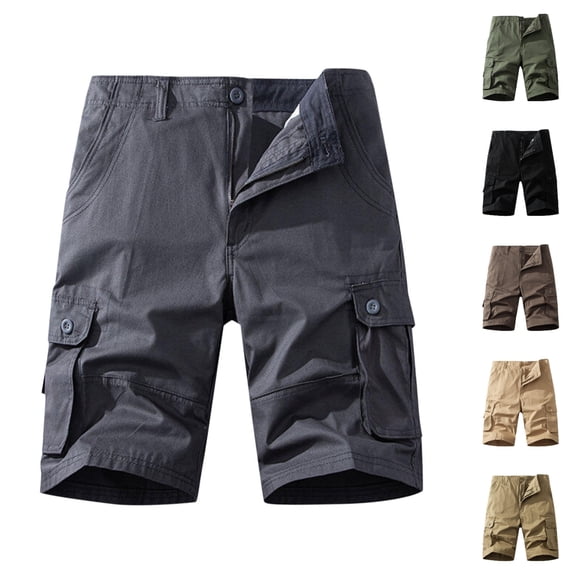 SGFCWSX Men's Cargo Shorts, Summer Short Pants Mens Elastic Waist Outdoor Hiking Zipper Casual Shorts with Pockets Dark Gray Size 4XL