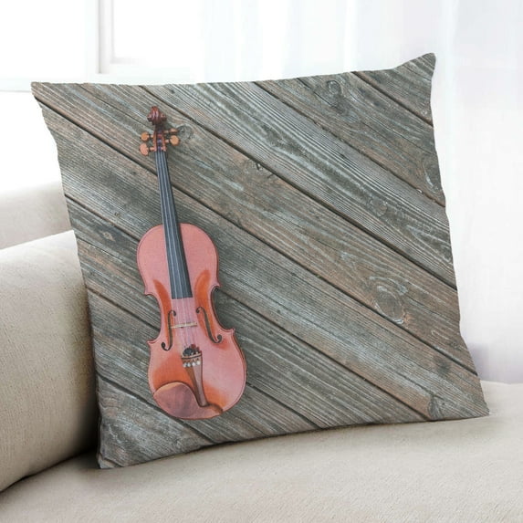 Ahgly Company Music Violin Indoor Throw Pillow, 18 inch by 18 inch