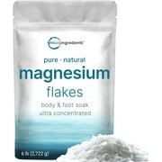 Micro Ingredients Pure Magnesium Flakes, 6lbs | Great for Foot & Body Bath Soaks | Natural Magnesium Chloride Minerals | Better Absorption Over Epsom Salt | Relaxation & Skin Hydration Support