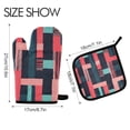 thumbnail image 2 of Yayeee Oven Mitts and Pot Holder Set of 2 Heat Resistant Kitchen Gloves Baking Hot Pad, Pink Geometric, 2 of 5