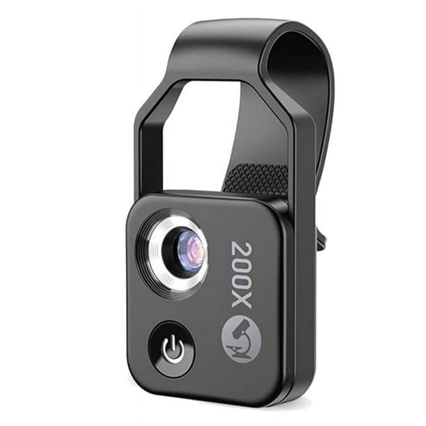 Accesorio de Microscopio para TeléFono Celular 200X Con Lente , Mini Microscopio Digital PortáTil Con Luz LED / Clip Universal