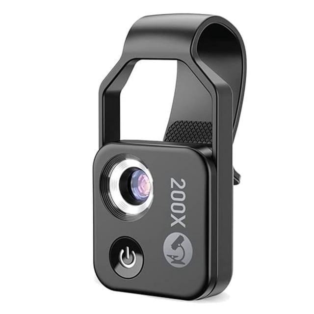 Accesorio de Microscopio para TeléFono Celular 200X Con Lente , Mini Microscopio Digital PortáTil Con Luz LED / Clip Universal