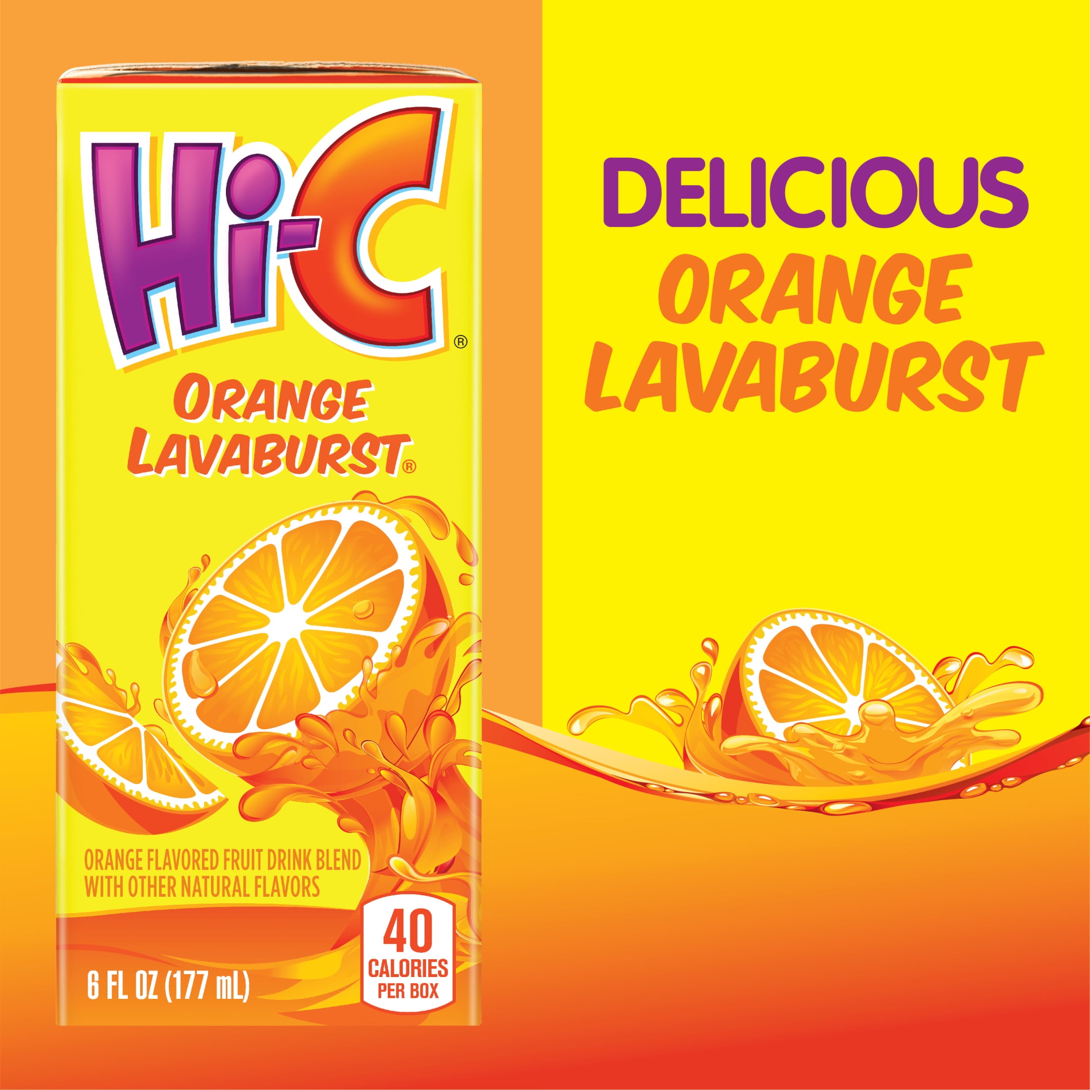 (5 pack) Hi-C Orange Lavaburst Juice Drink Cartons, 6 fl oz, 8 Pack
