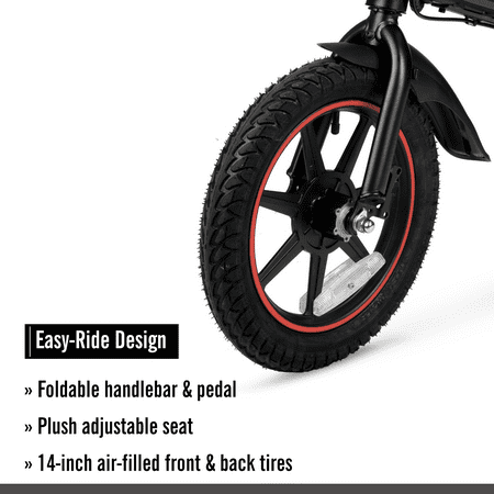 Hyper - Foldable Compact Electric Bike w/ 15 mile Max Operating Range & 15.5 MPH Max Speed - Black