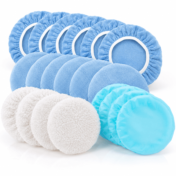 20 Pieces Car Orbital Buffer Polisher Pad Bonnet Microfiber Max Bonnet Polishing Buffing Pad Cover(5-6 Inches)