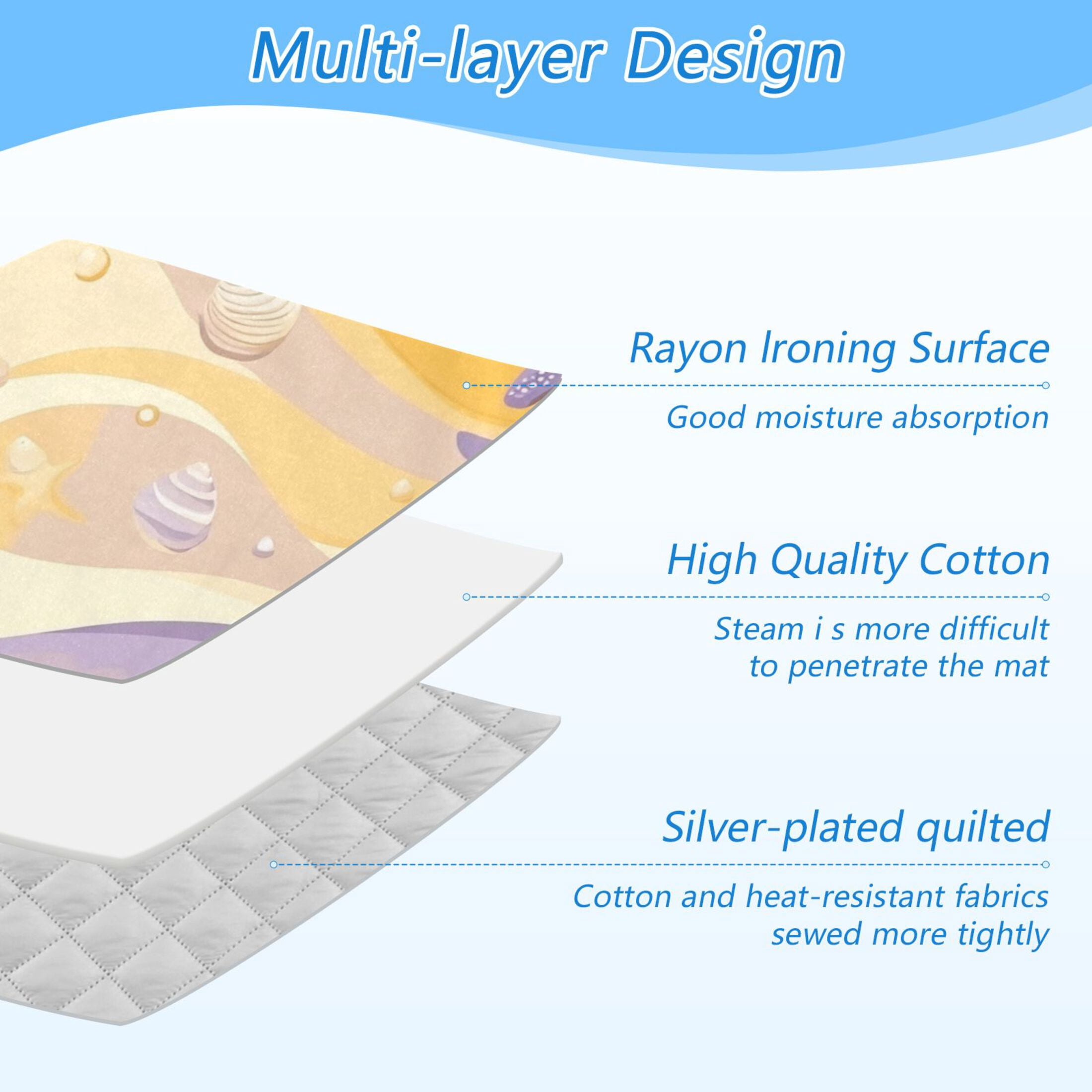 Purple and Yellow Shells Starfishes Ironing Mat Blanket Portable Travel Ironing Pad Heat Resistant Pad 47.2" x 27.6”