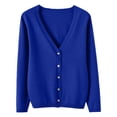 thumbnail image 6 of Trgacdwlo Cardigan for Women Lightweight V Neck Button Down Long Sleeve Sweater Tops for Women Fall Open Front Knit Outwear Coats Blue M, 6 of 6