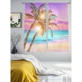 thumbnail image 3 of Palm Tree Sheer Curtains for Living Room Bedroom, Light-filtering Sheer Curtain, Beach Rod Pocket Voile Window Treatment Drapes, 52’’Wx63’’L, 2 Panels Set, 3 of 7