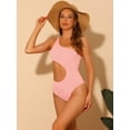 thumbnail image 4 of DARING DIVA One Shoulder Asymmetric Cutout Swimsuit Bathing Suit L Pink, 4 of 6
