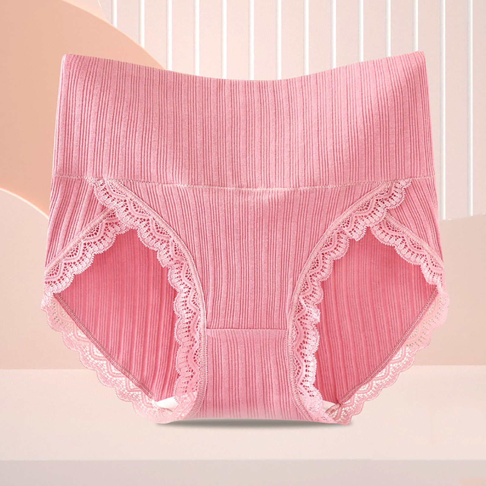 Gubotare Underpants For Women Womens High Waist Panties Womens Cotton Mesh  Transparent Abdominal Lift Briefs Charming Breathable,Pink L 