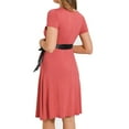 thumbnail image 4 of Bearsland Women’s Maternity Midi Dress Short Sleeve Casual Beach Pregnancy Dresses with Belt, 4 of 5